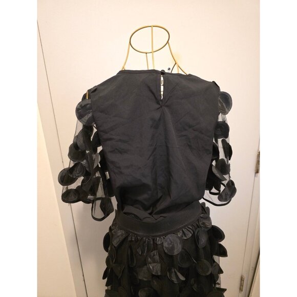 Women's Black Midi Dress Top Medium Skirt Large Black Party Cocktail Two Pieces - Picture 9 of 16